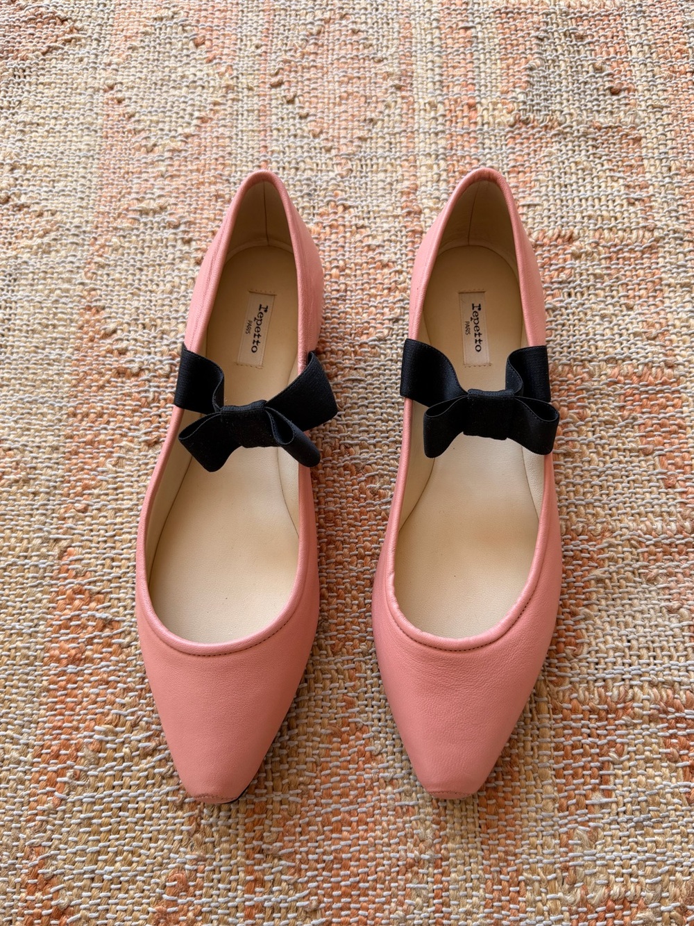 Repetto Paris Ballerina Pink and Black Bow Flat 41 NEW